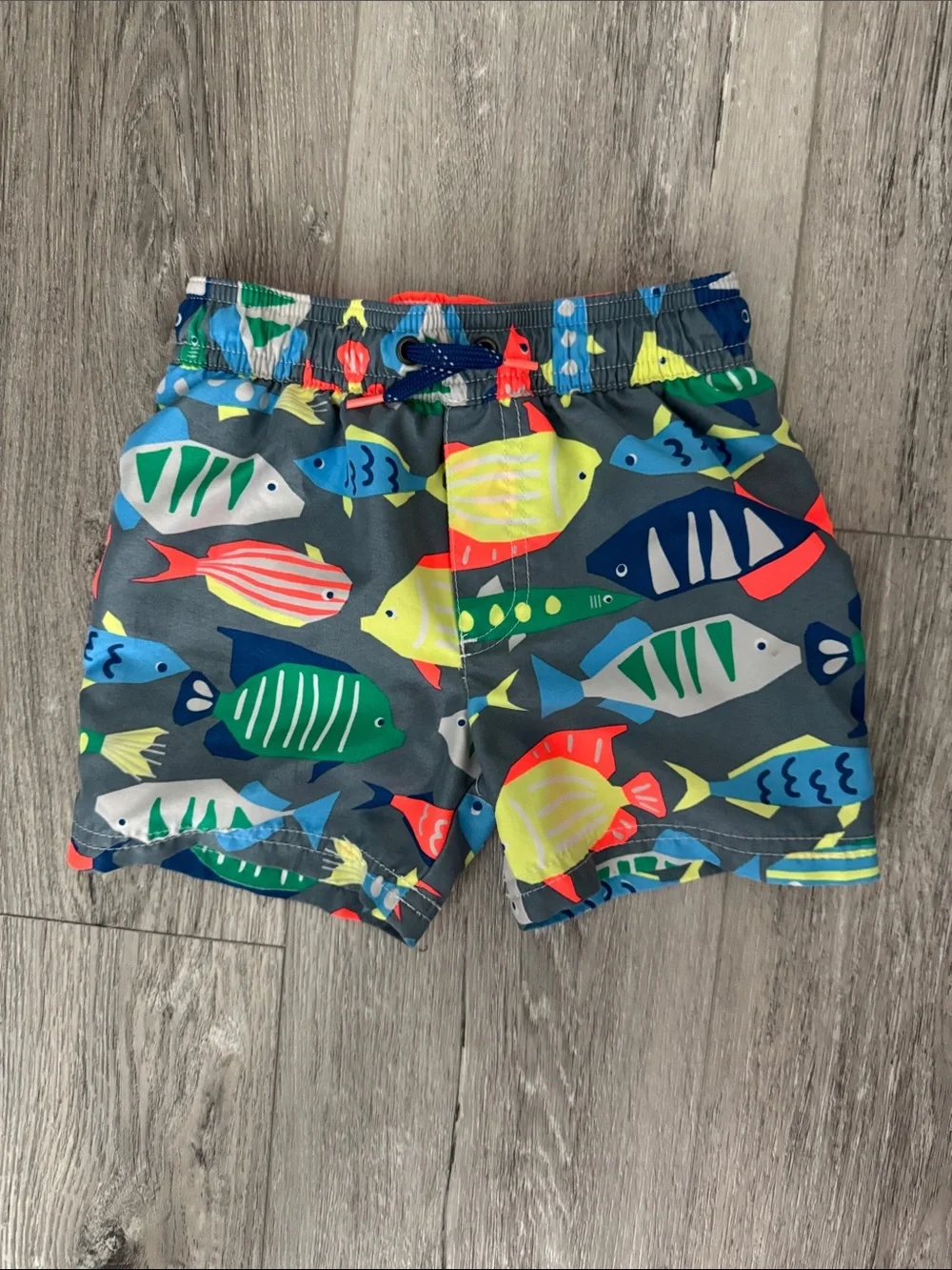 Carter's Kids Swim Trunks - Multicolor Fish Print + Blue Stripes Size 2T